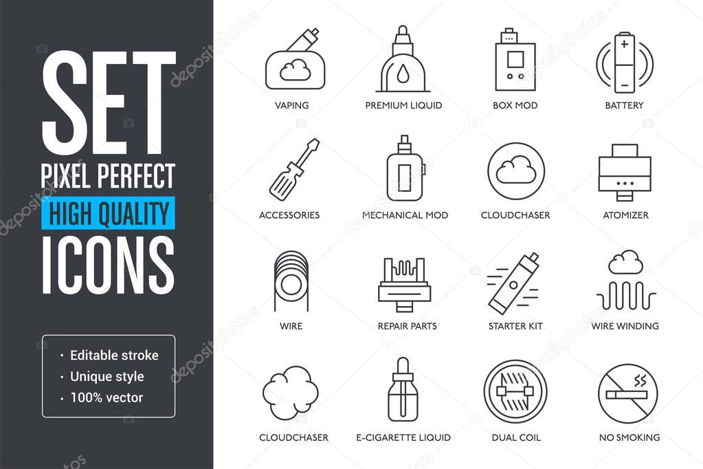 Set pixel perfect high quality lines icons