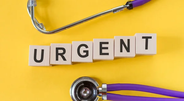Urgent Care Word Written Wood Block Urgent Care Text Yellow — Stock Photo, Image