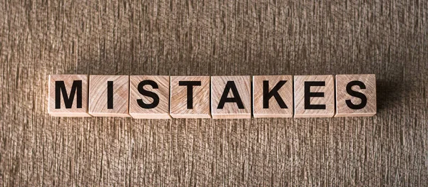 Mistakes Word Made Building Wooden Blocks — Stock Photo, Image