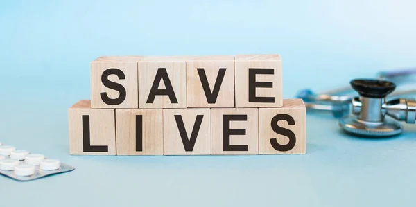 Спасти Жизни Написанные Деревянных Блоках Медицинская Концепция — стоковое фото