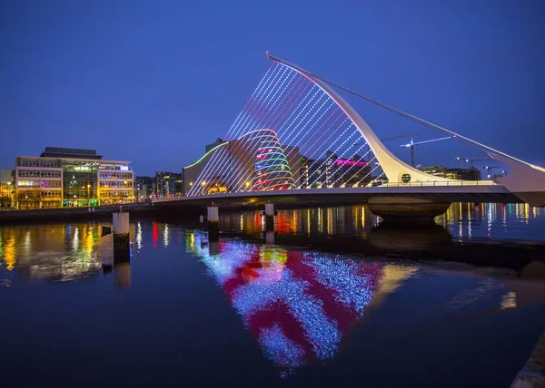 Dublin Irland Januar 2019 Langzeitbelichtung Der Samuel Beckett Brücke Dublin — Stockfoto