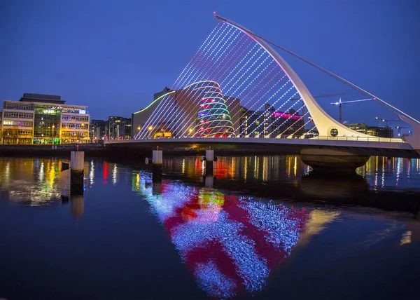 Dublino Irlanda Gennaio 2019 Lunga Esposizione Del Samuel Beckett Bridge — Foto Stock