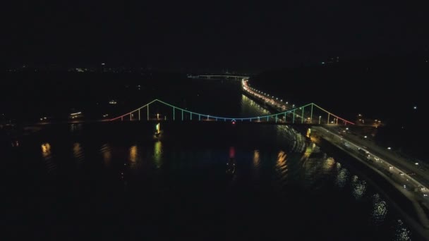 Vista Aérea Desde Drone Vista Superior Del Paseo Nocturno Con — Vídeo de stock