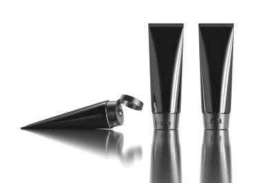 İlaç ya da kozmetik için siyah parlak plastik tüp