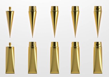 3D altın parlak plastik tüp ilaç ya da kozmetik için