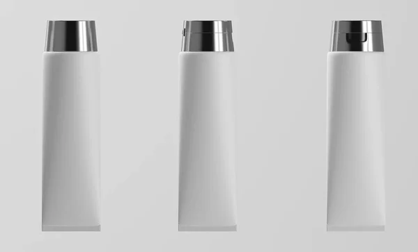 Tubo plástico brillante blanco 3D para medicina o cosméticos —  Fotos de Stock