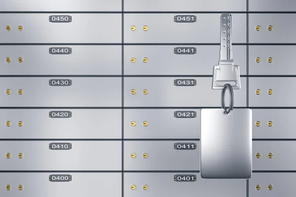 3D deposit boxes with key. Safe lockers
