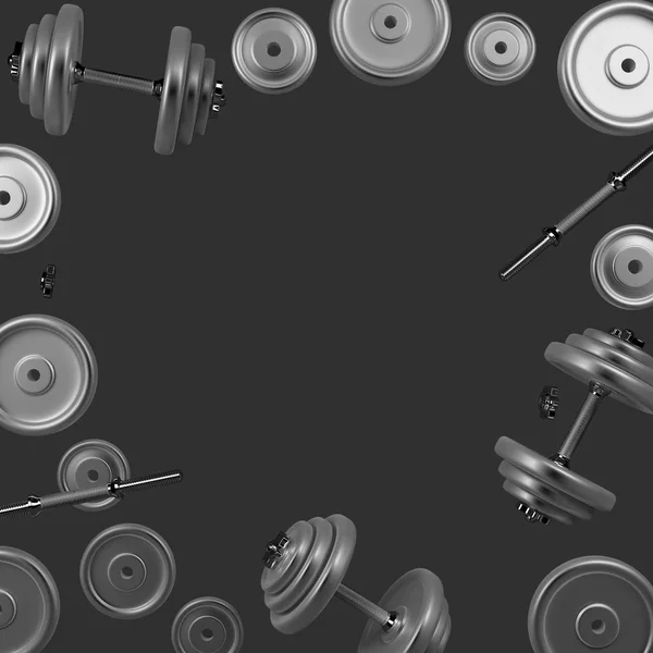 3D-weergave van een halter voor sport. Apparatuur voor bodybuilding — Stockfoto