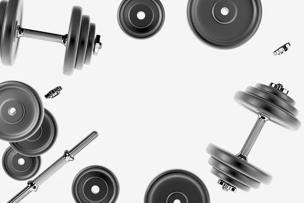 Bir dumbbell spor için 3D render. Vücut geliştirme donanımları — Stok fotoğraf