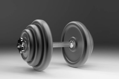 bir dumbbell spor için 3D render. Vücut geliştirme donanımları