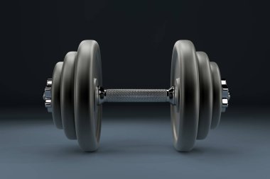 bir dumbbell spor için 3D render. Vücut geliştirme donanımları