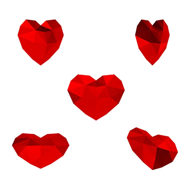 3D-rendering. Rood veelhoekige hart geïsoleerd — Stockfoto
