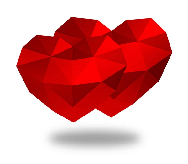 3D rendering. Red polygonal heart isolated — Stock Photo, Image