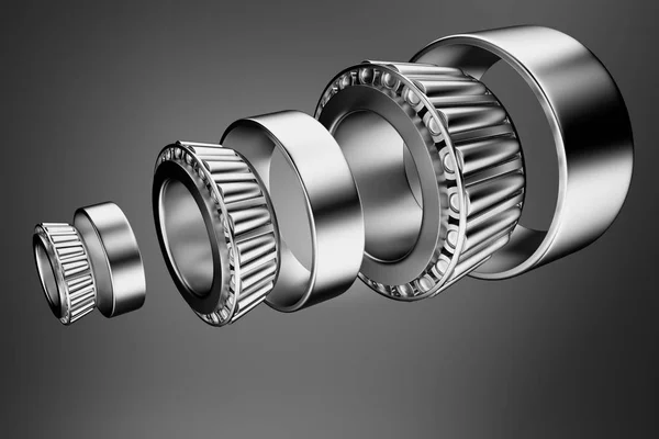 3D rendering. Automotive bearings auto spare parts. Tapered roller bearing — Stock Photo, Image