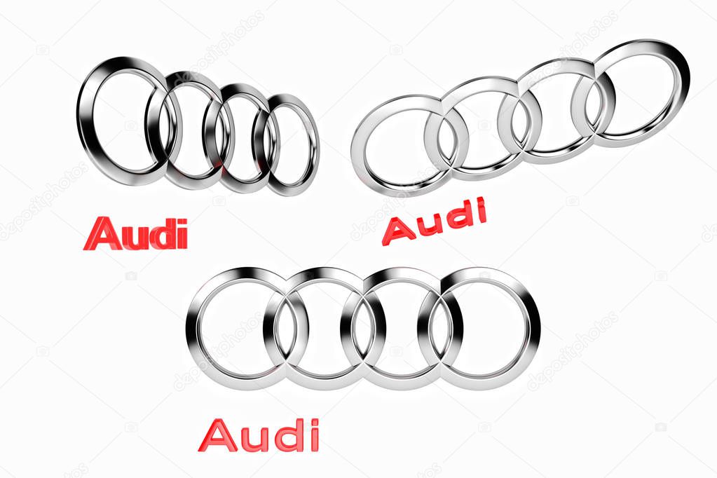 Kiyv, Ukraine - February 05, 2019: Audi logo on the white background