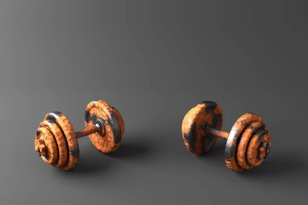 3D-weergave van een halter voor sport. Apparatuur voor bodybuilding — Stockfoto