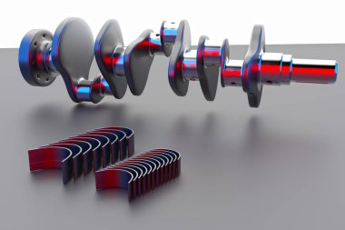3D render. 6v silindir motor krank mili.
