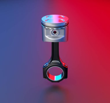 3D render. Motor piston piston halkaları ile.