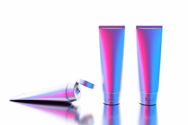 3D render. Ping parlak plastik tüp ilaç ya da kozmetik için