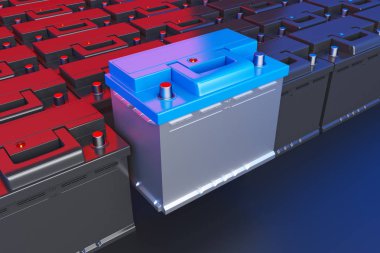 3D render. Akü çok renkli arka plan üzerinde.