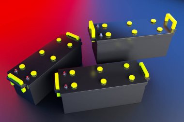 3 boyutlu görüntüleme. Kamyon için 24 V pil. Ticari araç toplayıcısı