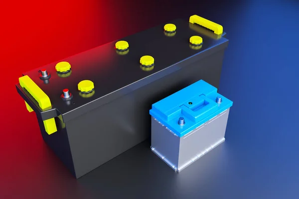 3D weergave. 24v batterij voor vrachtwagen. Accumulator voor bedrijfsvoertuigen — Stockfoto