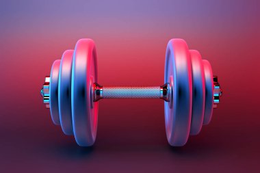 bir dumbbell spor için 3D render. Vücut geliştirme donanımları