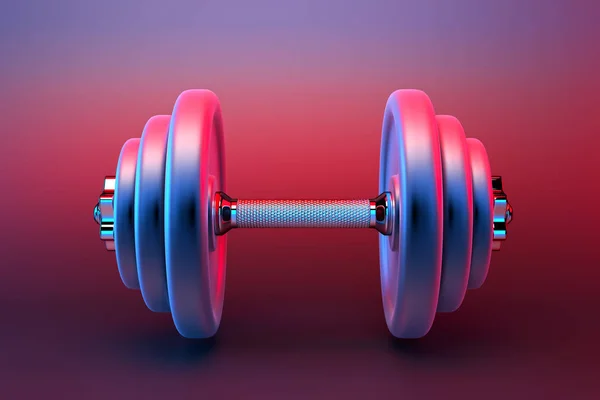 Bir dumbbell spor için 3D render. Vücut geliştirme donanımları — Stok fotoğraf