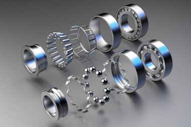 3D render. Yedek parça otomotiv rulmanlar otomatik.