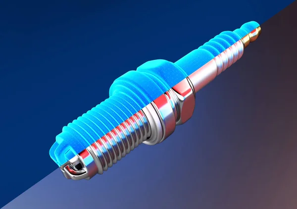 3d 汽车和摩托车备件火花塞 — 图库照片