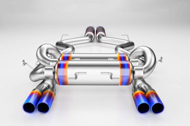 Tuning exhaust system for a sports car. Car muffler, exhaust silencer. clipart