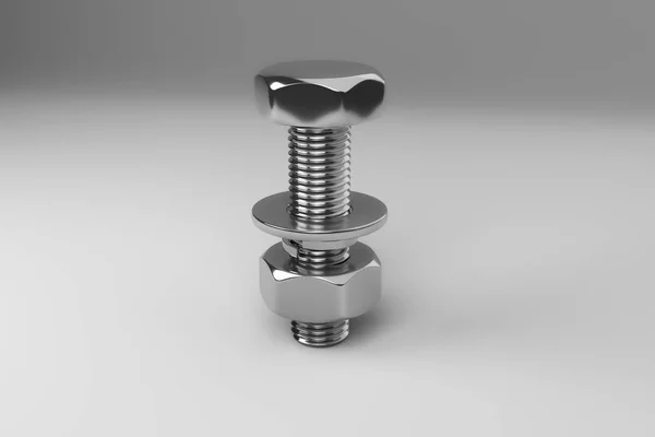 Bolts, nuts, washers, growers. 3D rendering — Stock Photo, Image