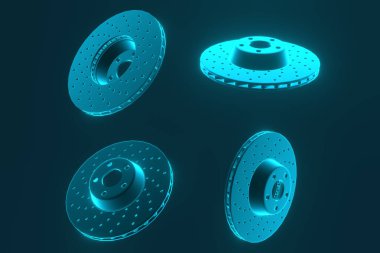 3D render. Araba, fren disk için otomobil yedek parçaları