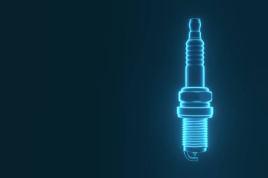 3D rendering. Spare parts spark plugs on blue background clipart