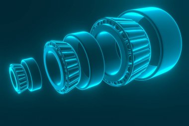 3D render. Yedek parça otomotiv rulmanlar otomatik. Konik rulman