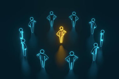 Lider ve takım. 3d render