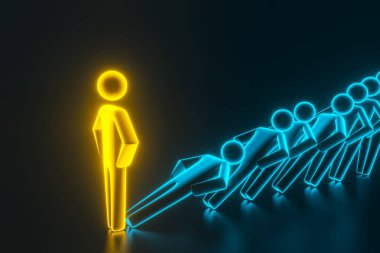 Çökmekte olan işin düşüşü özel çalışan lideri tarafından kaydedilir. 3d render