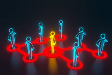 Altın insan 3d rakam komşu rakamlar üzerindeki etkisini genişletir. 3d render