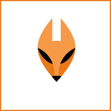 Üzerinde kızıl tilki olan vektör logosu. Kart.