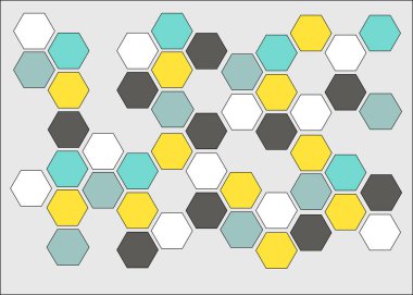 Gri arkaplanı olan renkli altıgenler