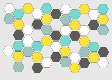 Gri arkaplanı olan renkli altıgenler