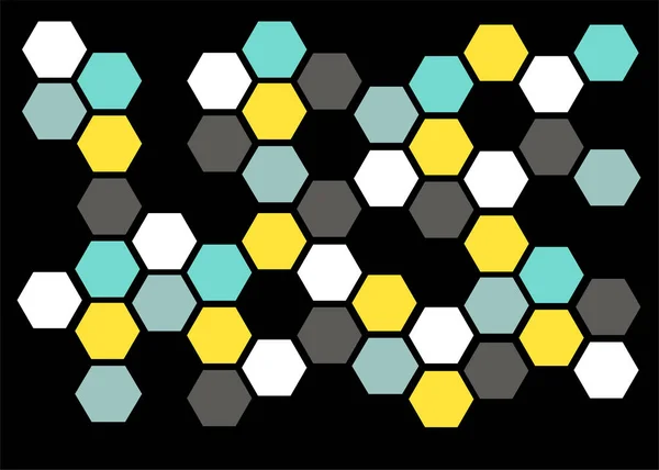 Hexagones Color Con Fondo Negro — Archivo Imágenes Vectoriales