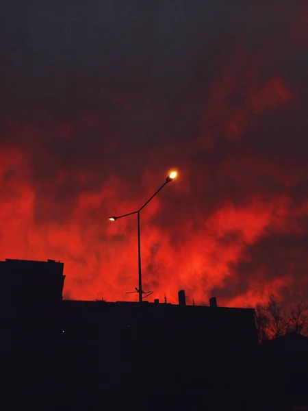 Street Light Clouds Sunset — Stock Photo, Image