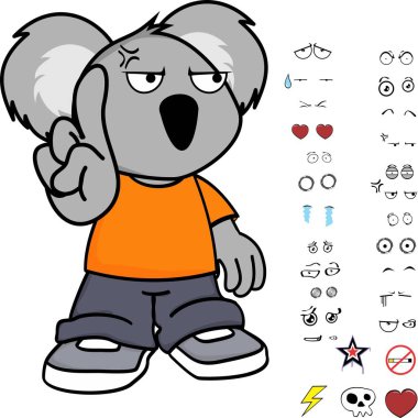 sevimli küçük çocuk koala ifadeleri küme vektör biçiminde düzenlemek çok kolay 