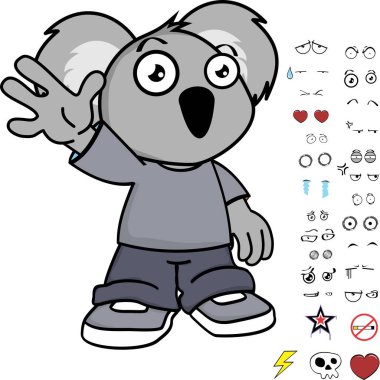 sevimli küçük çocuk koala ifadeleri küme vektör biçiminde düzenlemek çok kolay 