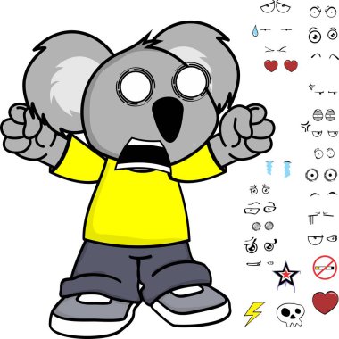 sevimli küçük çocuk koala ifadeleri küme vektör biçiminde düzenlemek çok kolay 