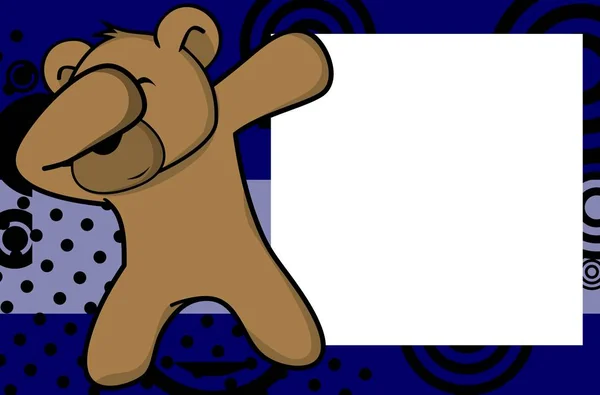 Dab Dabbing Pose Teddy Bear Niño Dibujos Animados Marco Fondo — Archivo Imágenes Vectoriales