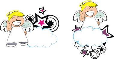 sevimli melek melek çocuk çizgi film bulut kopya alanı düzenlemek çok kolay vektör formatında