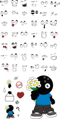 komik çocuk bowlin kafa ifadeleri küme vektör biçiminde düzenlemek çok kolay karikatür