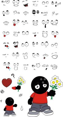 komik çocuk bowlin kafa ifadeleri küme vektör biçiminde düzenlemek çok kolay karikatür